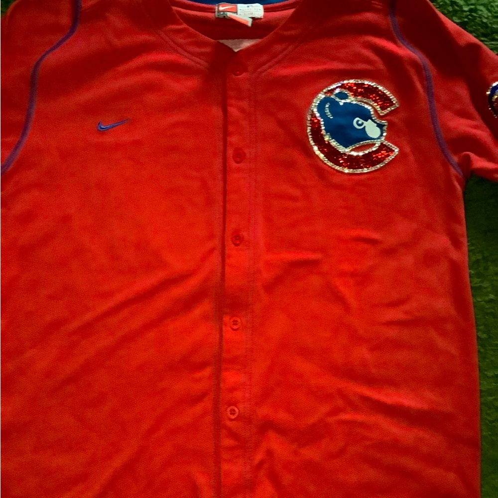Nike Red Chicago Cubs Button-Up Jersey